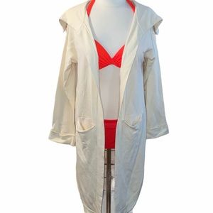 Free People Beach Cream French Terry Open Cardigan